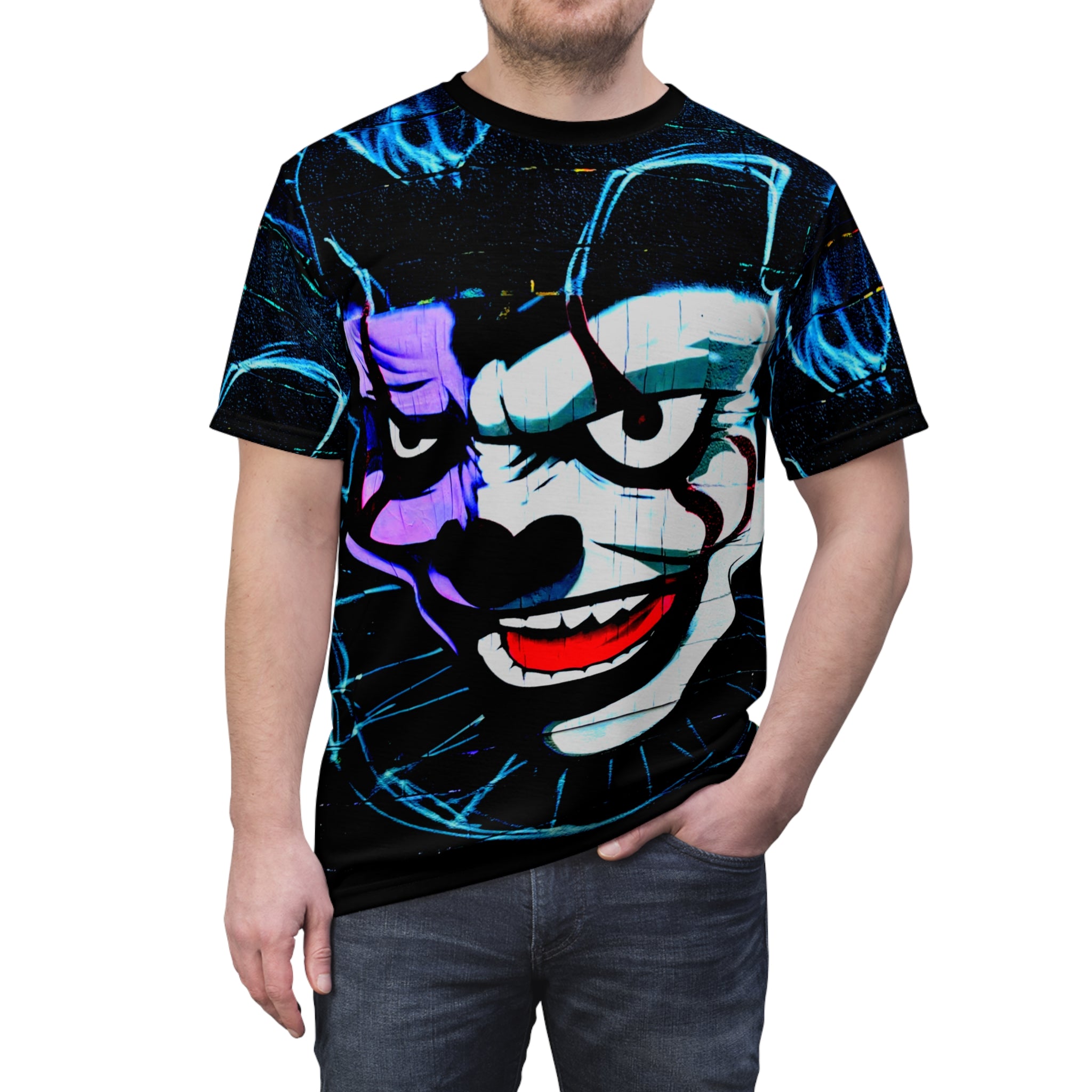 Why So Serious LA Joker Street Art All-Over Print Tee — Horror Joker Face Graphic T-Shirt