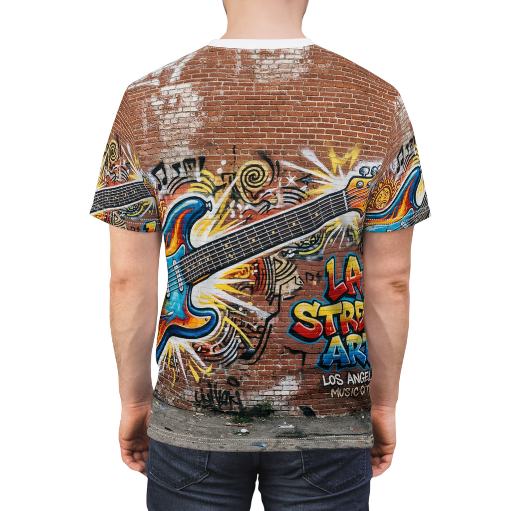 Music Man Guitar Graffiti Tee — LA Street Art All-Over Print Shirt