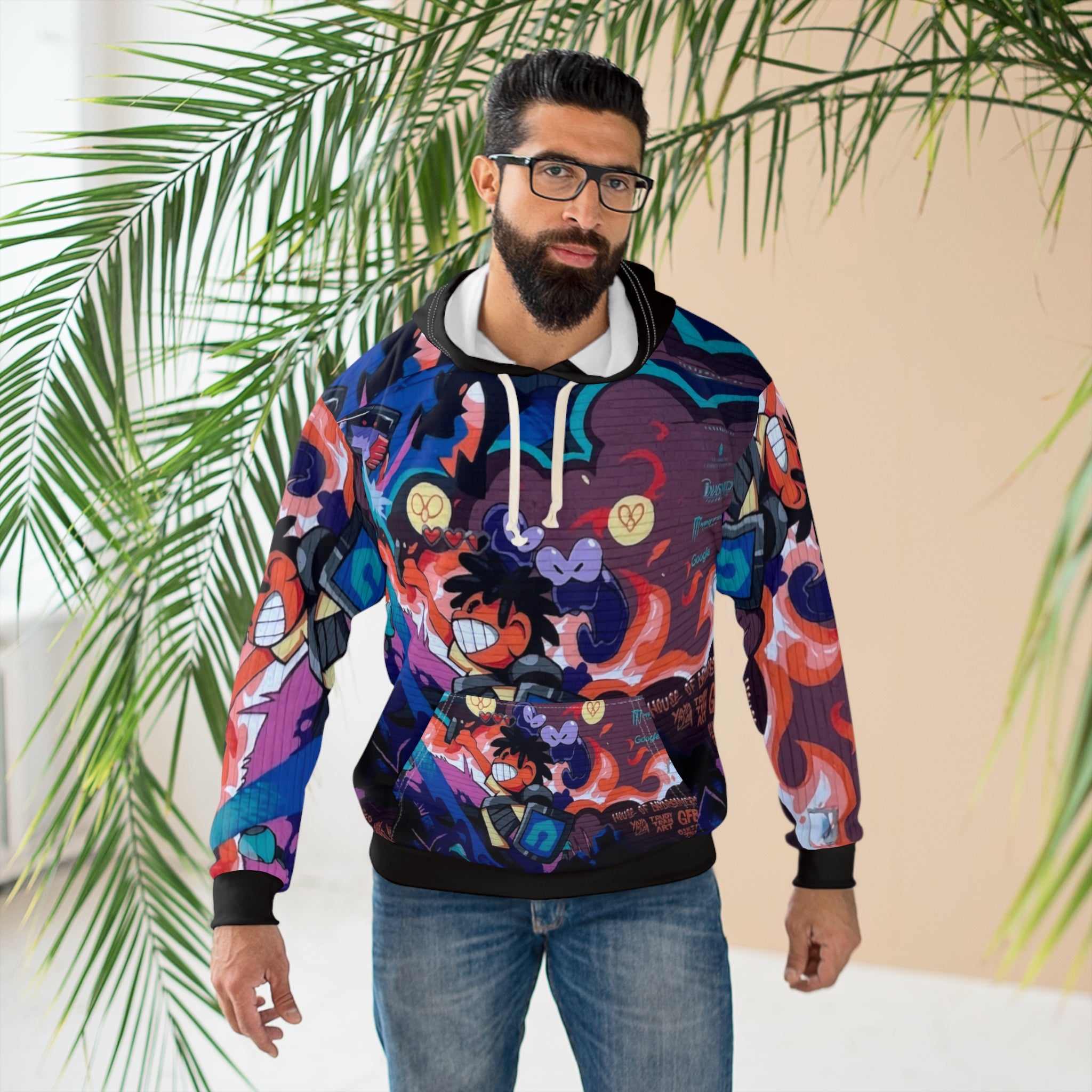 Griff Skateboard Graffiti Street Art Hoodie — Vibrant Cartoon Skateboard Design