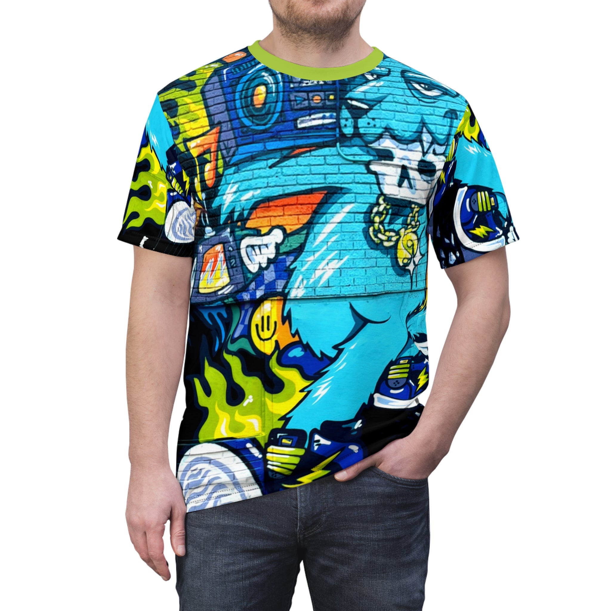 Rock On Graffiti Skate Monster Tee — All-Over Print Streetwear