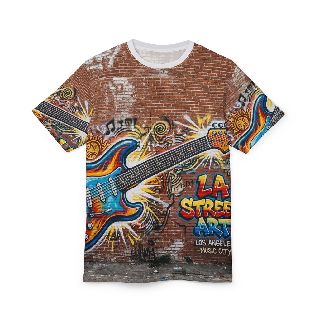 Music Man Guitar Graffiti Tee — LA Street Art All-Over Print Shirt