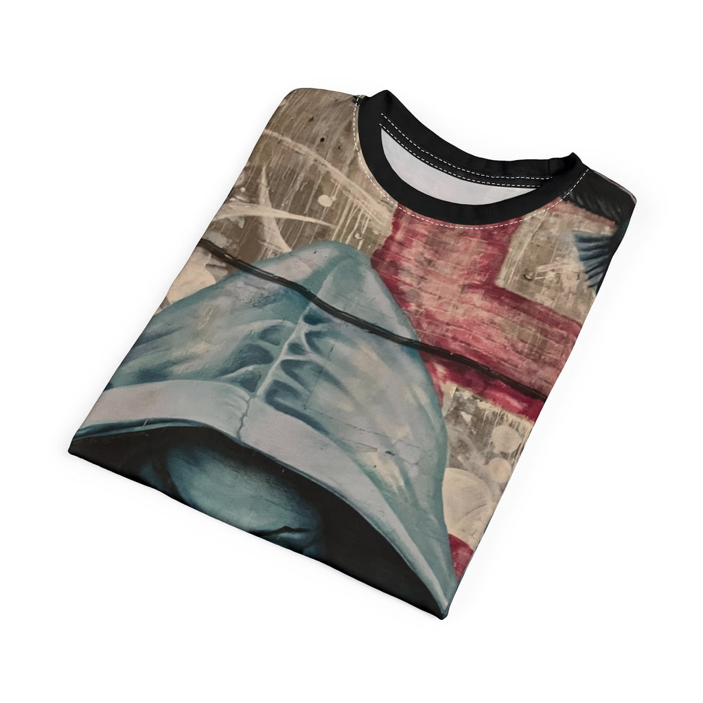 Freedom Sings Graffiti Hoodie Portrait Tee — Urban Hip Hop Streetwear AOP T‑Shirt