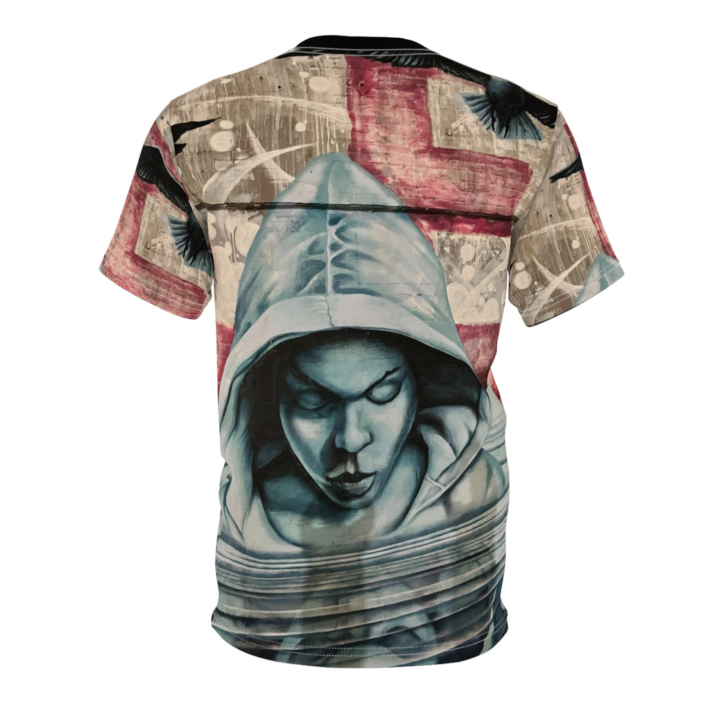 Freedom Sings Graffiti Hoodie Portrait Tee — Urban Hip Hop Streetwear AOP T‑Shirt