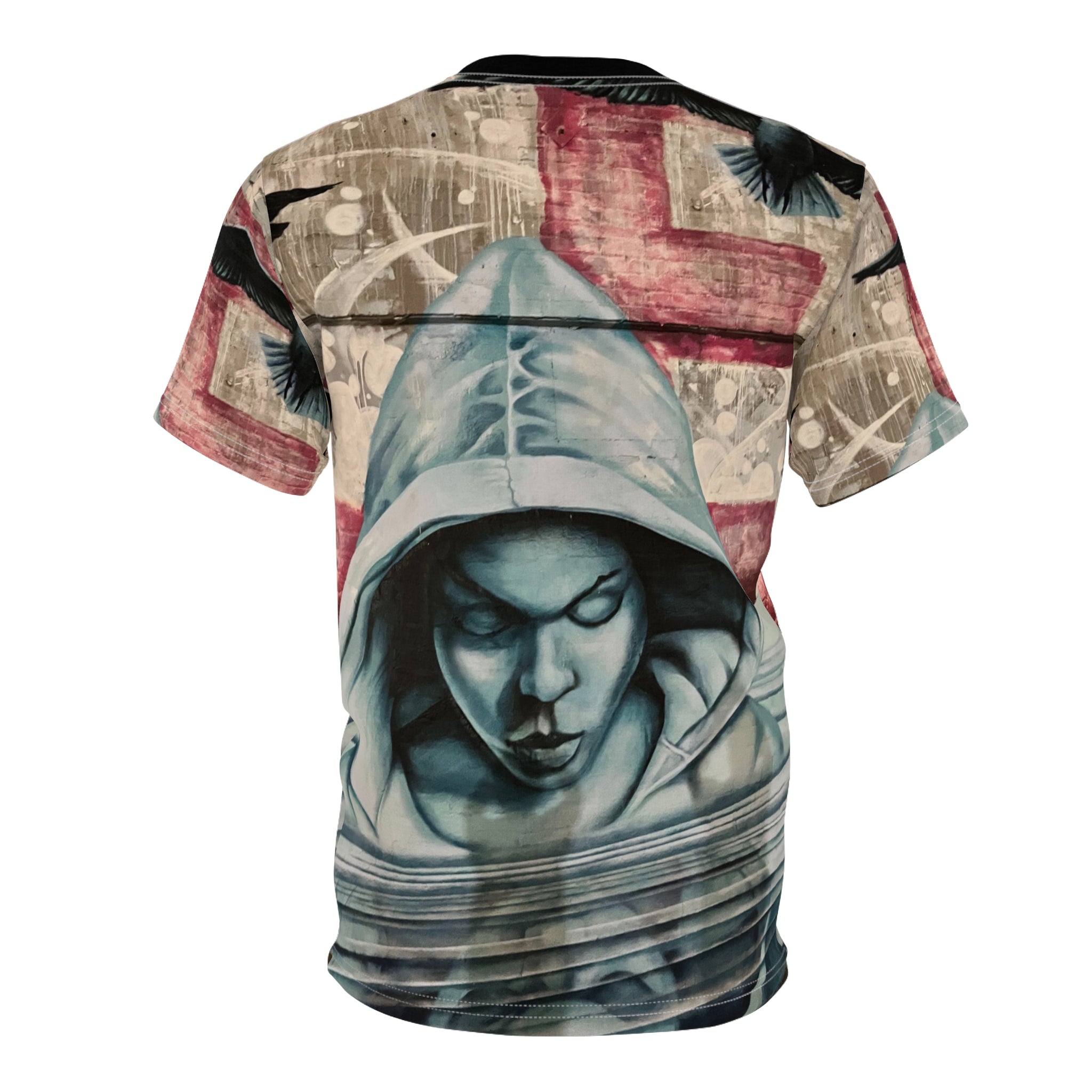Freedom Sings Graffiti Hoodie Portrait Tee — Urban Hip Hop Streetwear AOP T‑Shirt