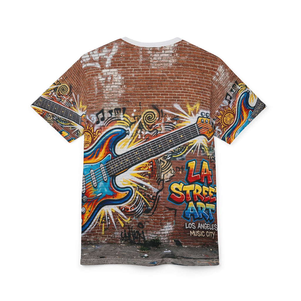Music Man Guitar Graffiti Tee — LA Street Art All-Over Print Shirt