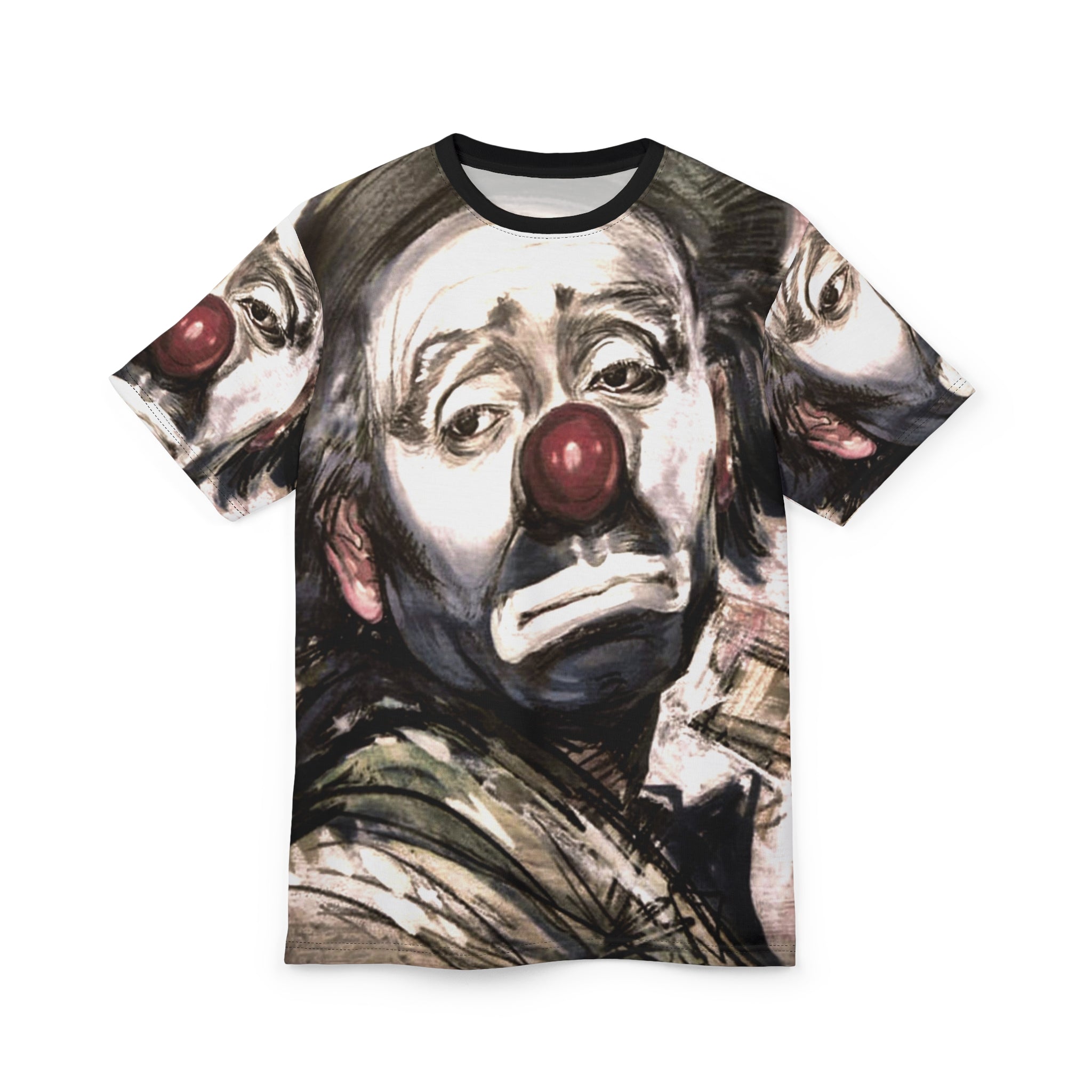 Ho Ho The Clown Clown Portrait Tee — Melancholic Red-Nose All-Over Print Shirt