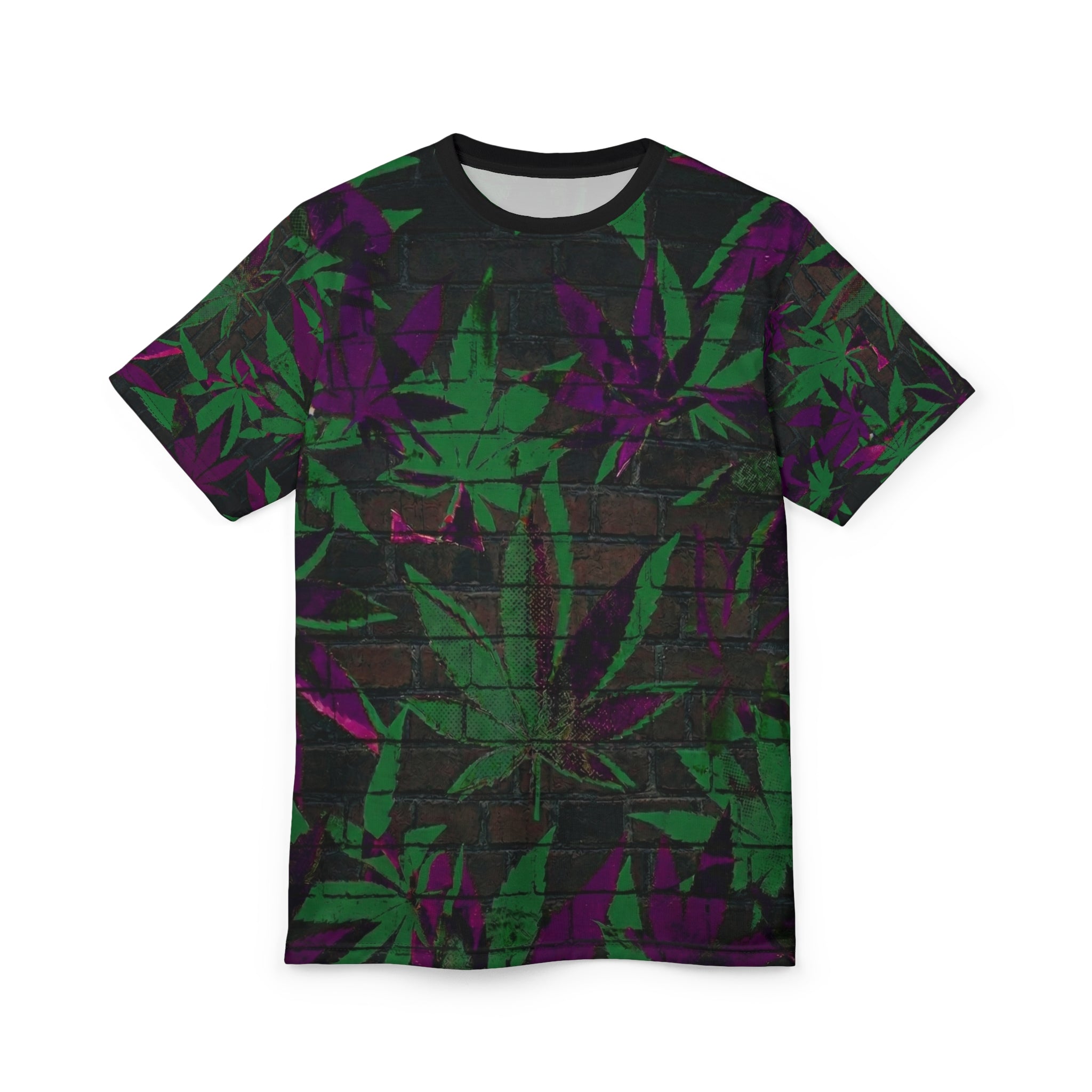 WDS King Reefer All-Over Print Tee — Purple & Green Leaf Graffiti