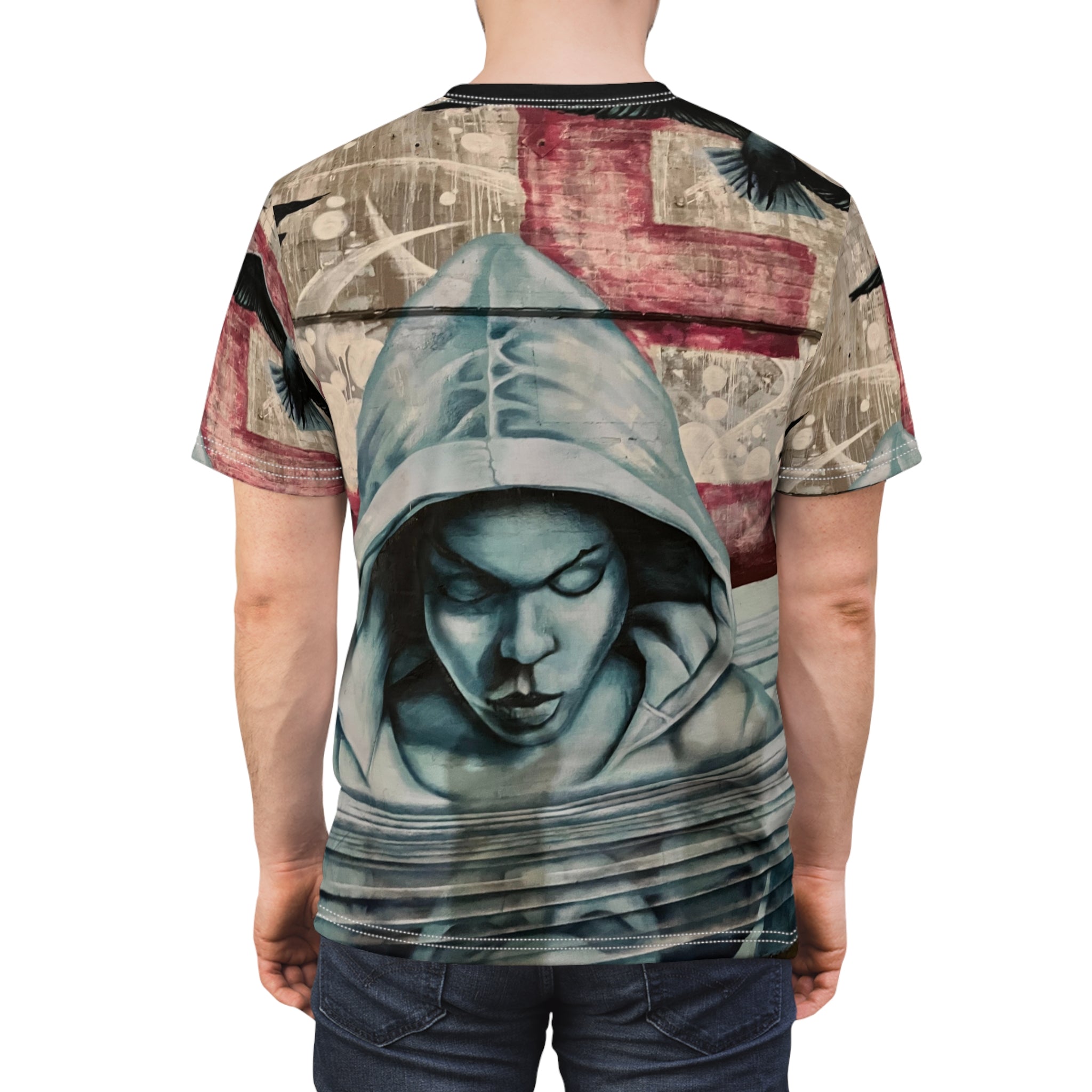 Freedom Sings Graffiti Hoodie Portrait Tee — Urban Hip Hop Streetwear AOP T‑Shirt