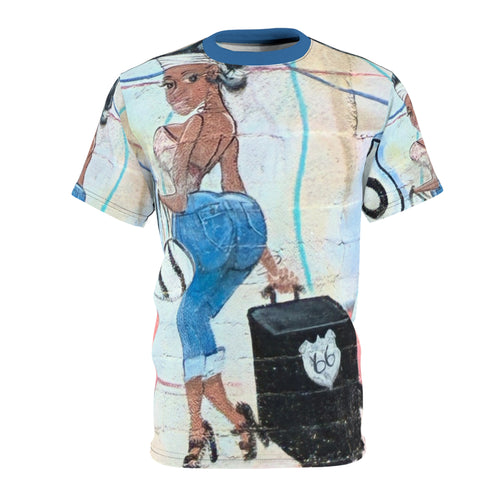 Becky Boo Route 66 Vintage Pin-Up Graffiti Tee — Retro Travel Girl All-Over Print