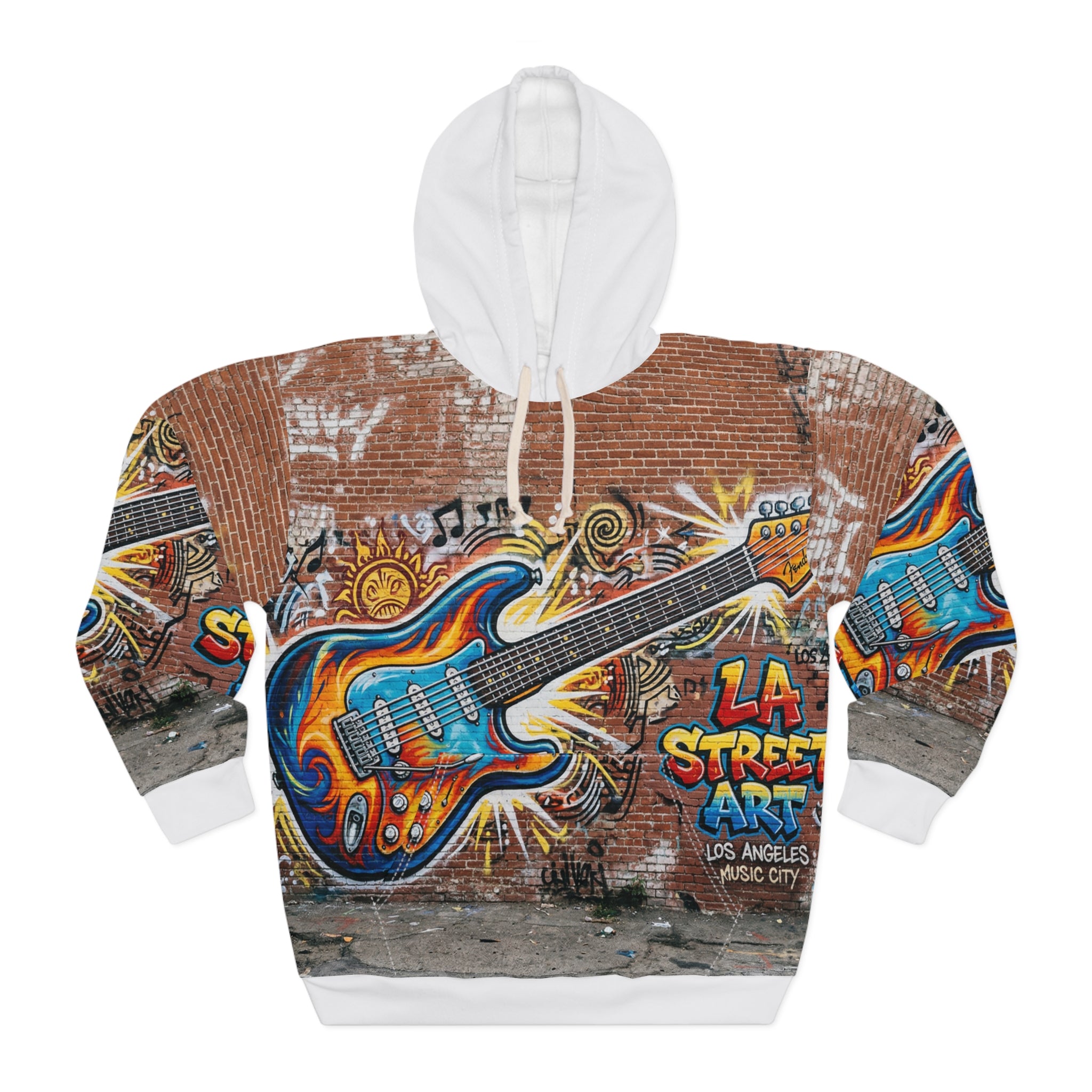 Music Man Guitar Graffiti Hoodie — LA Street Art Pullover