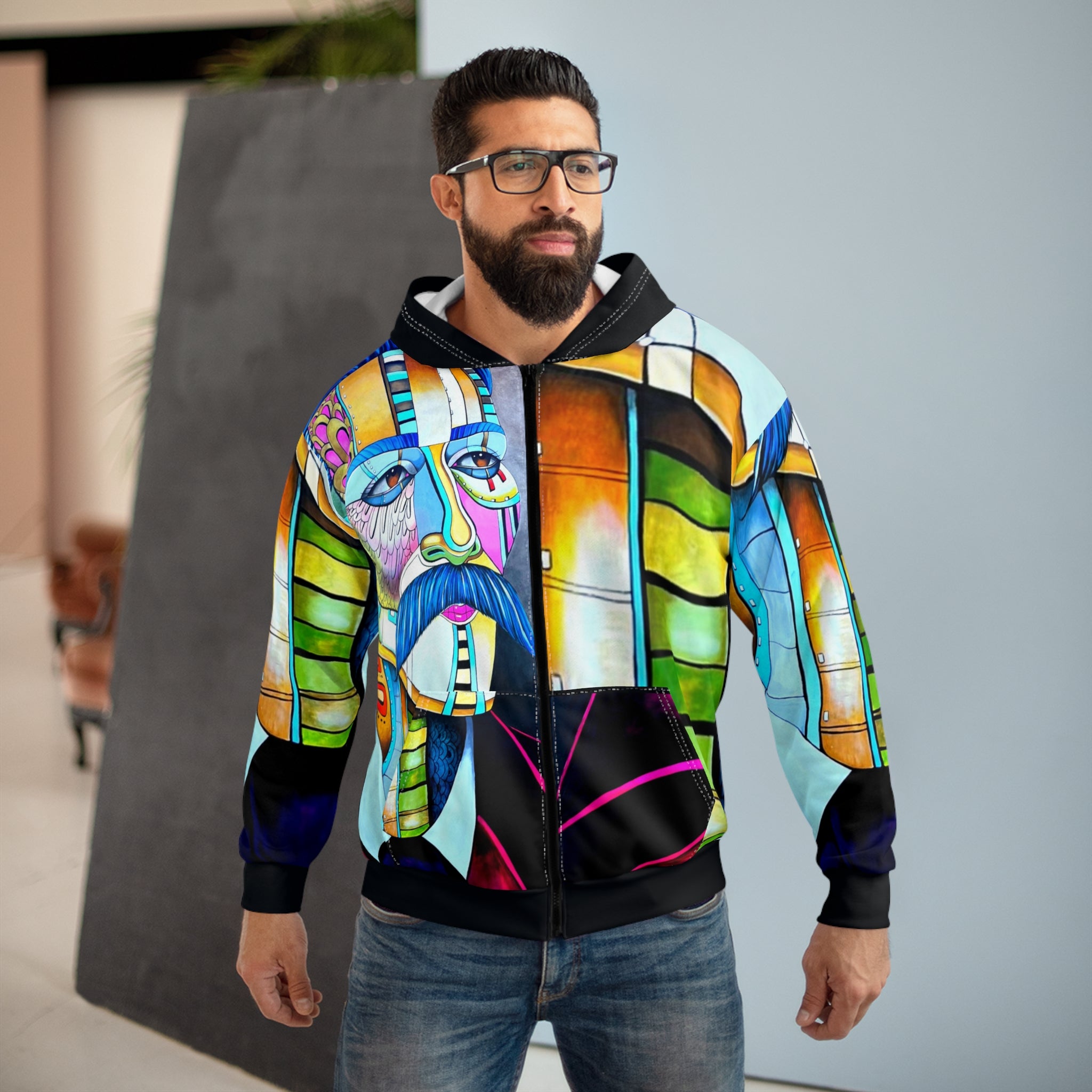 Johnny Depp Las Vegas Street Art `Unisex Zip Hoodie (AOP)