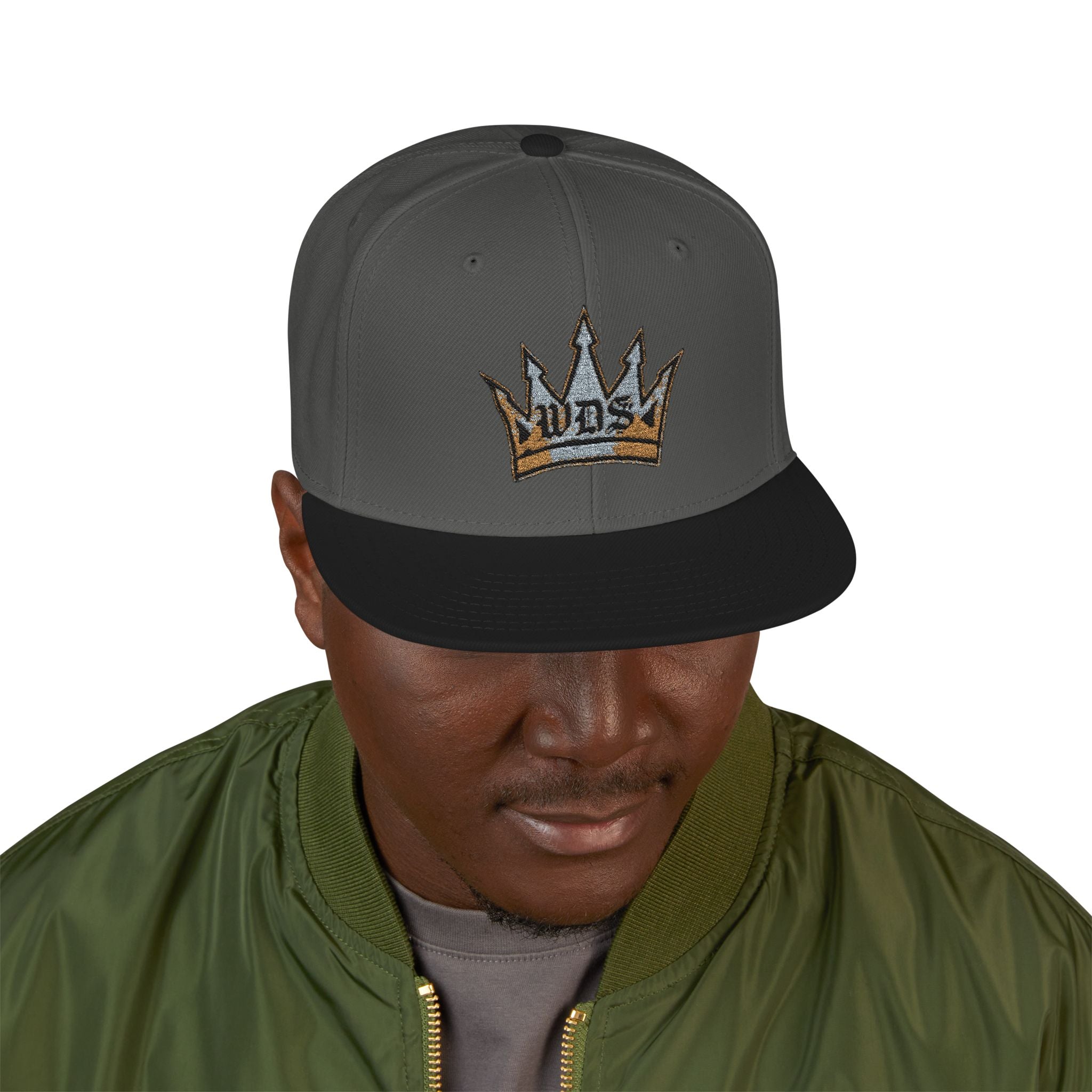 WDS King Crown Snapback Hat — Embroidered Gold Crown Cap