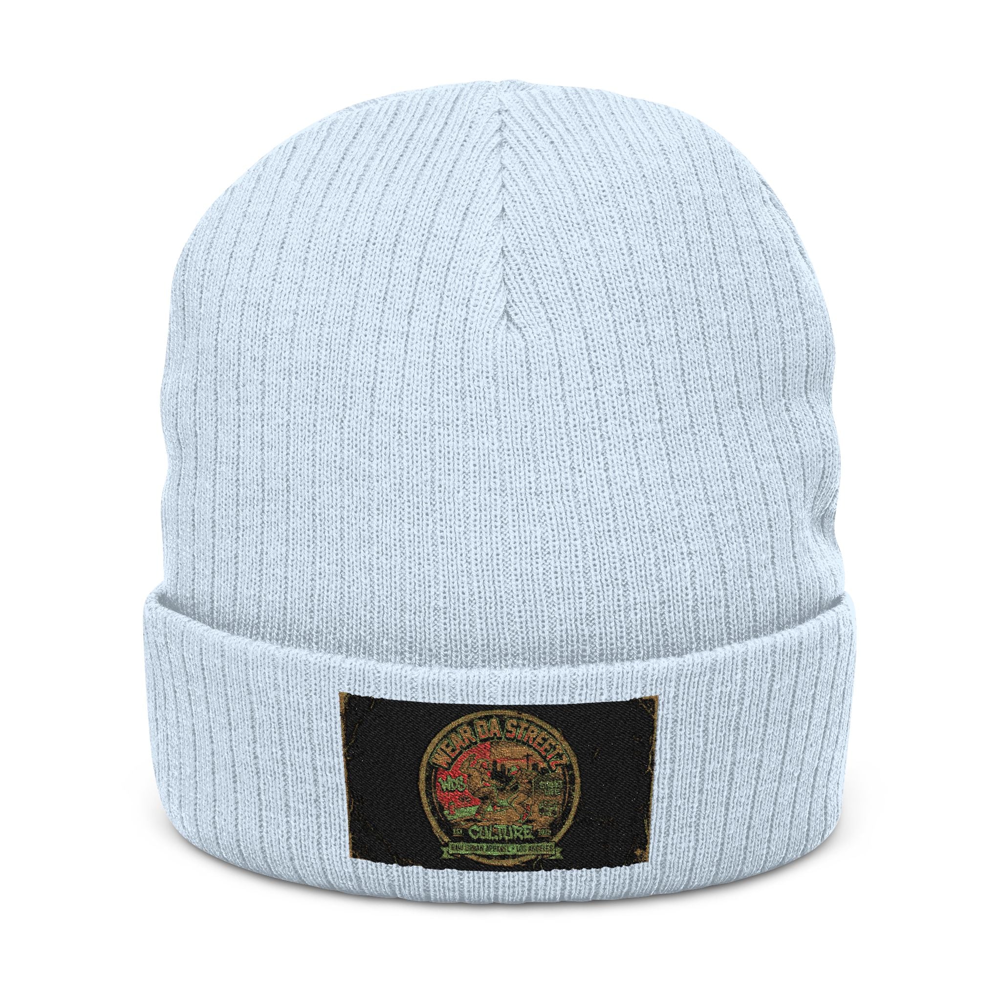 WDS Urban Hip Hop Embroidered Ribbed Beanie — Vintage Hip Hop Patch Knit Hat