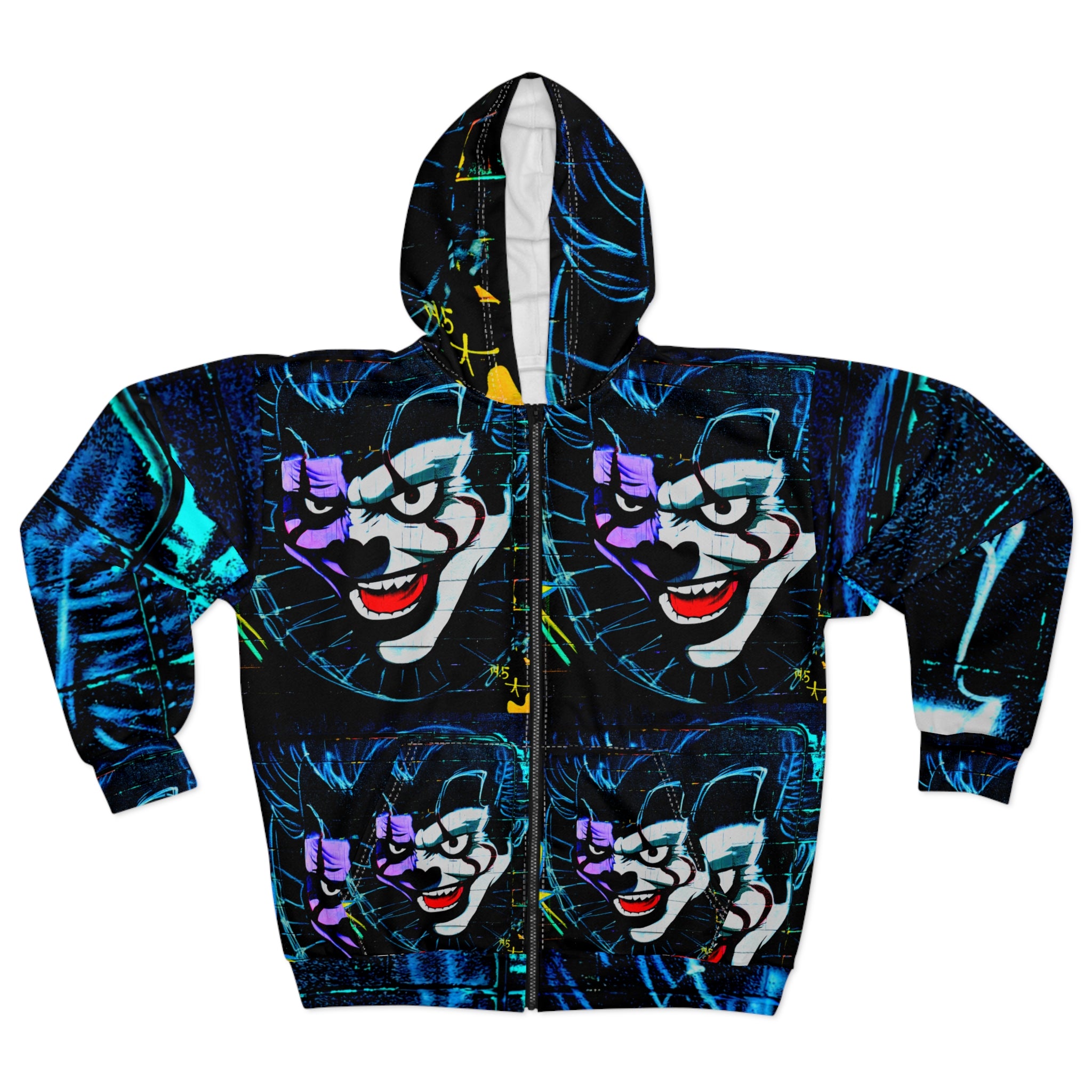 Why So Serious Joker LA Street Art Zip Hoodie — All-Over Print Streetwear