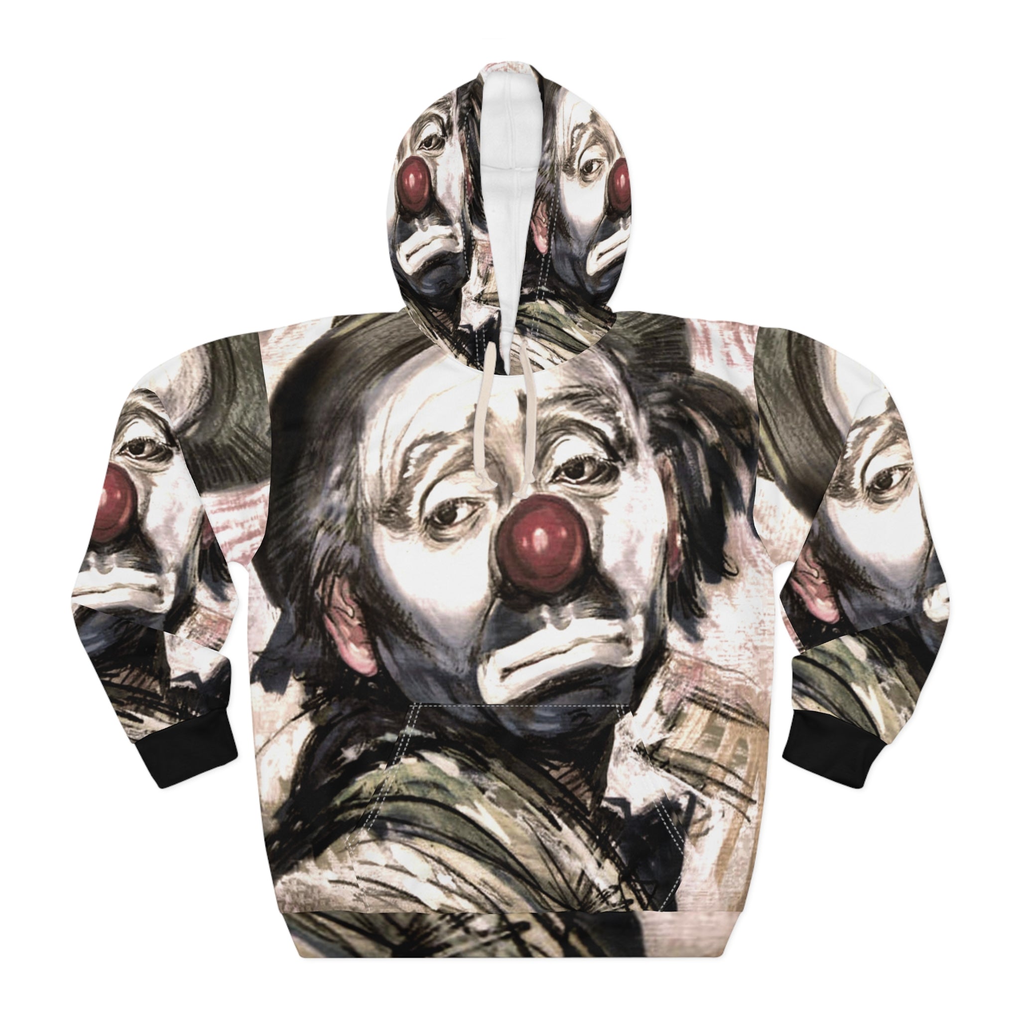 HoHo The Clown Portrait Hoodie – Vintage Sad HoHo The Clown All-Over Print Pullover