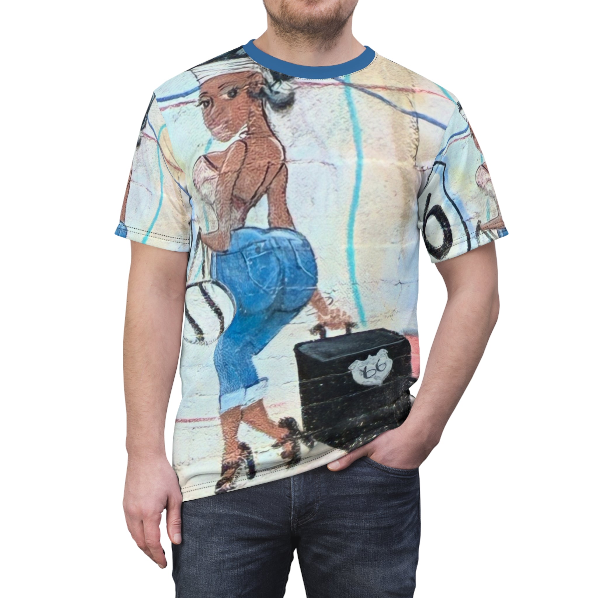 Becky Boo Route 66 Vintage Pin-Up Graffiti Tee — Retro Travel Girl All-Over Print