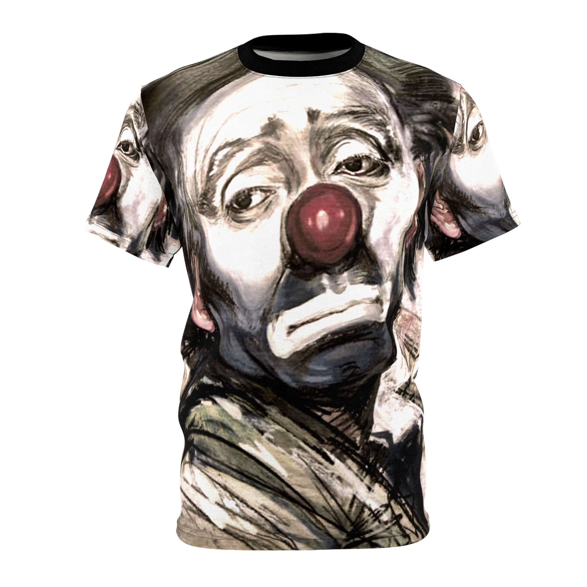 Ho Ho The Clown Clown Portrait Tee — Melancholic Red-Nose All-Over Print Shirt