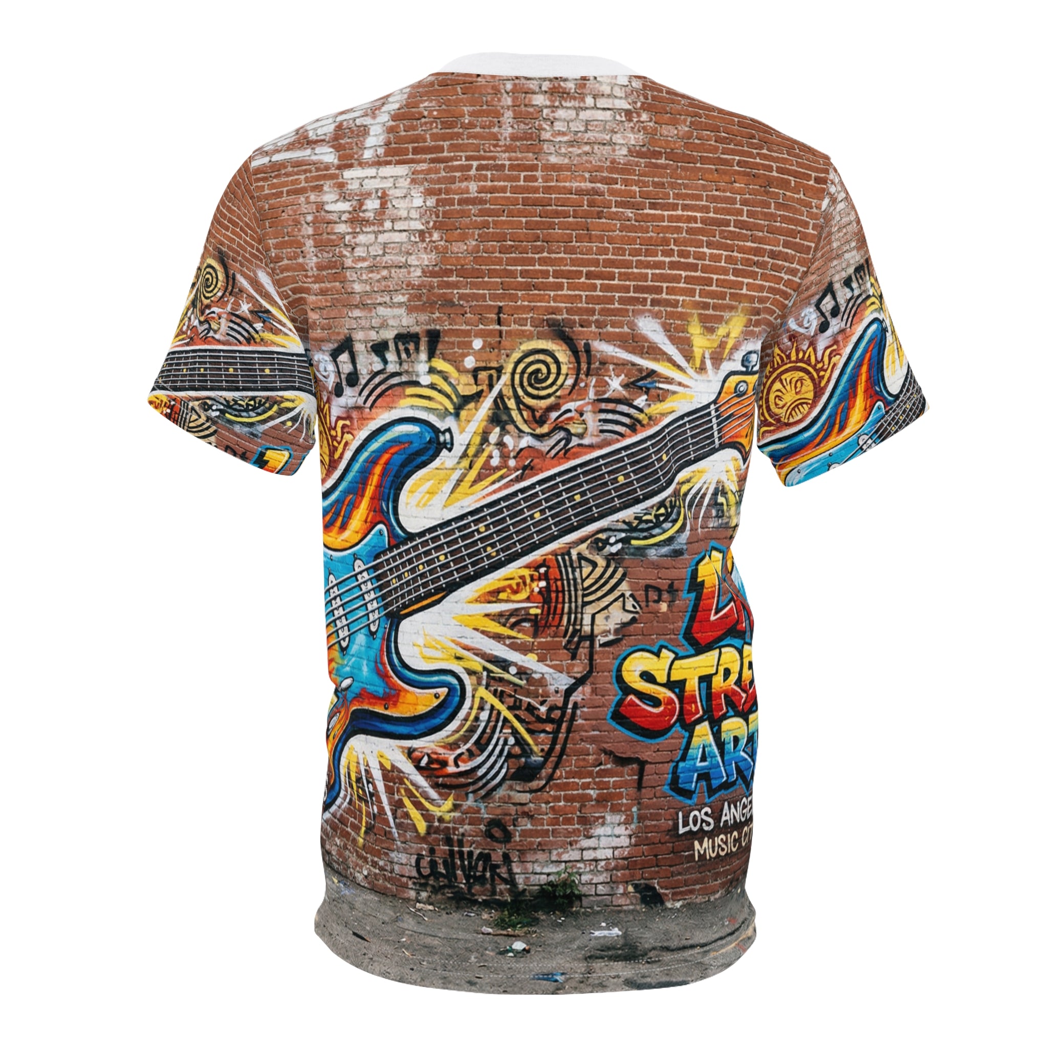 Music Man Guitar Graffiti Tee — LA Street Art All-Over Print Shirt
