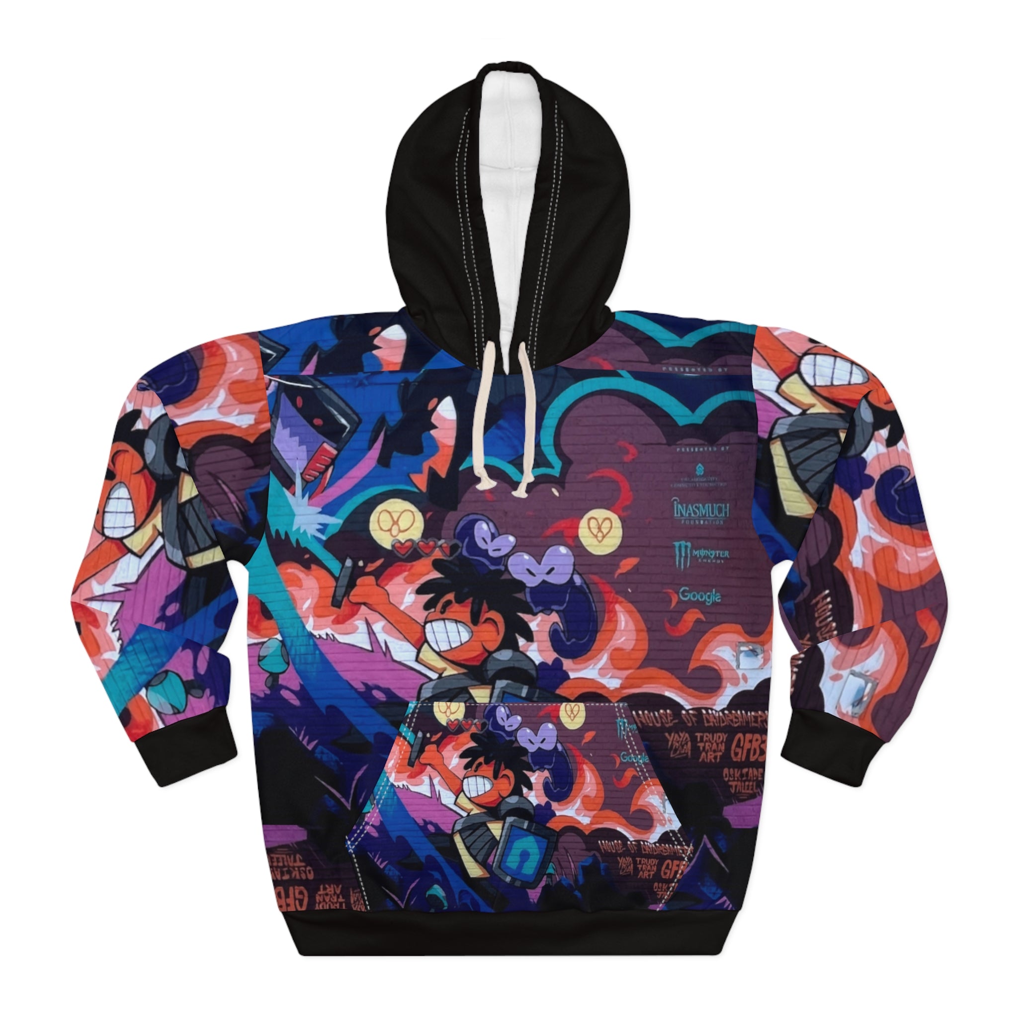 Griff Skateboard Graffiti Street Art Hoodie — Vibrant Cartoon Skateboard Design