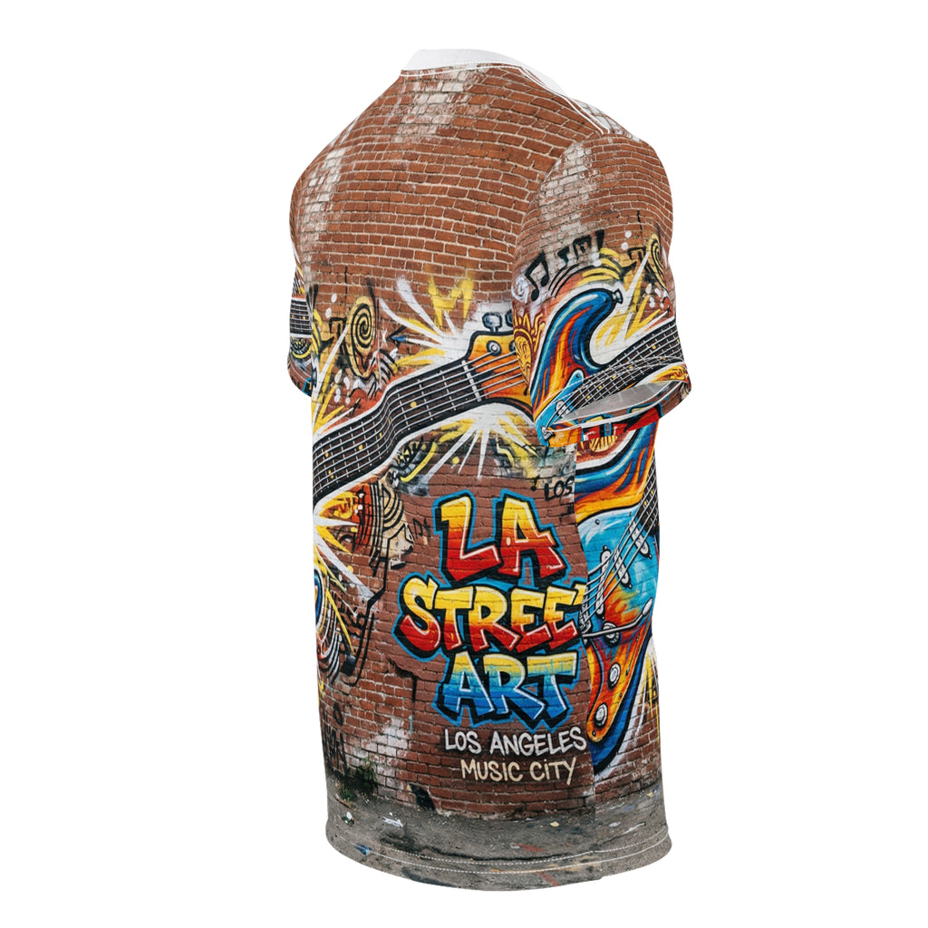 Music Man Guitar Graffiti Tee — LA Street Art All-Over Print Shirt