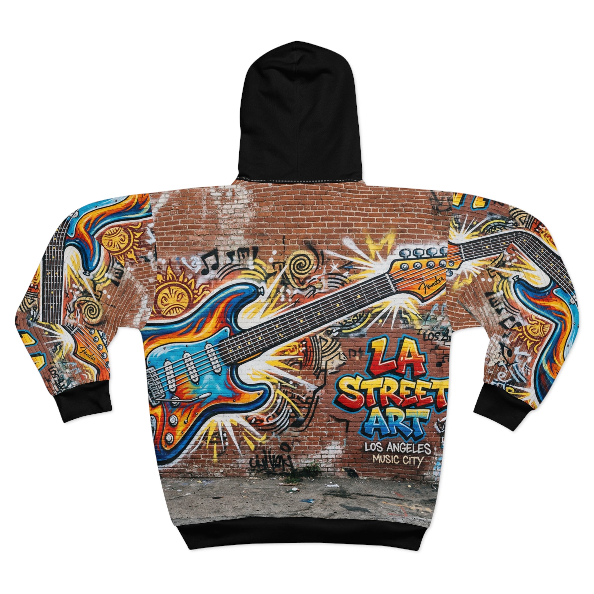 Music Man Graffiti Guitar Zip Hoodie — LA Street Art Music City Design