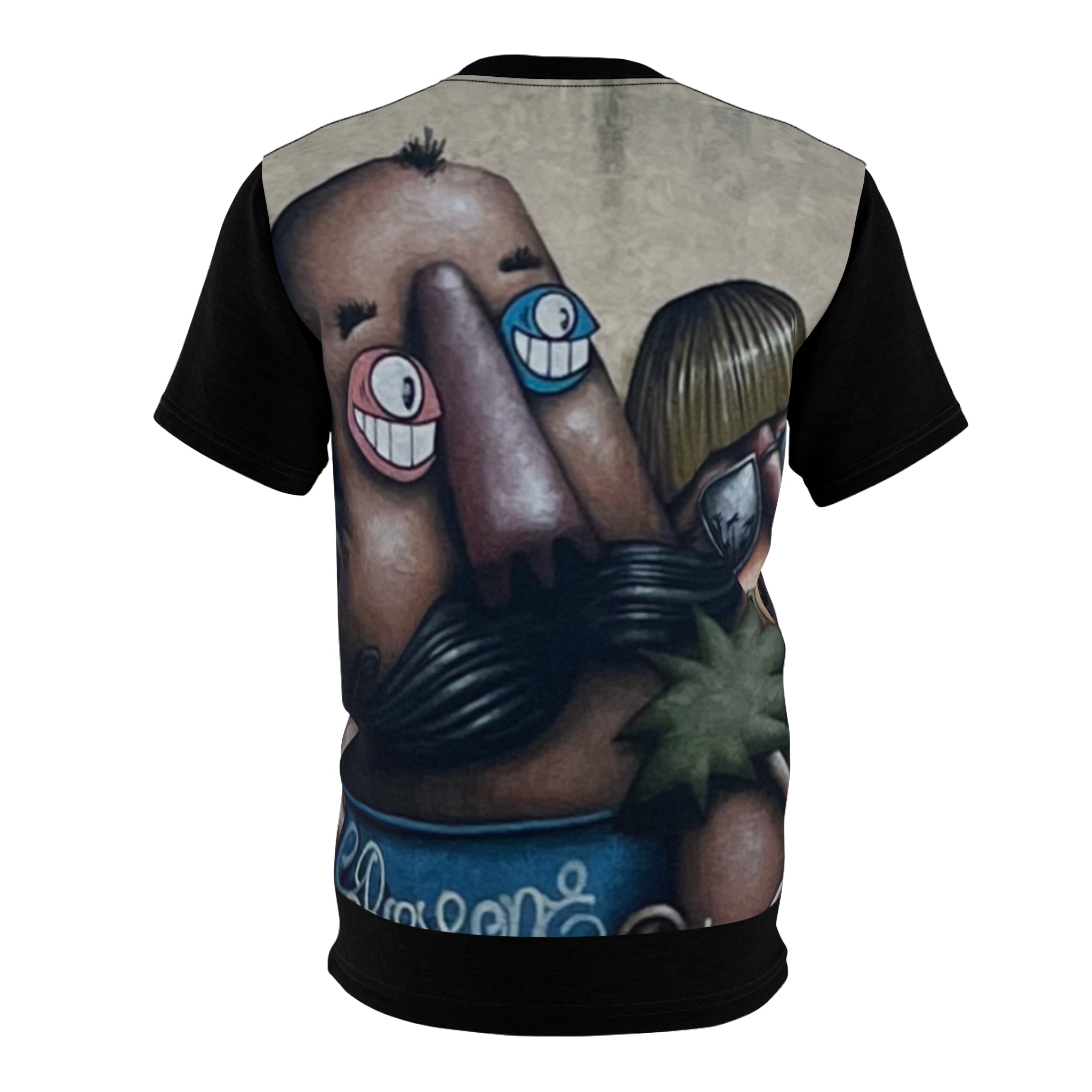 Fred & Ted Street Art Surreal Face Collage Tee — All-Over Print Artistic Graphic T-Shirt