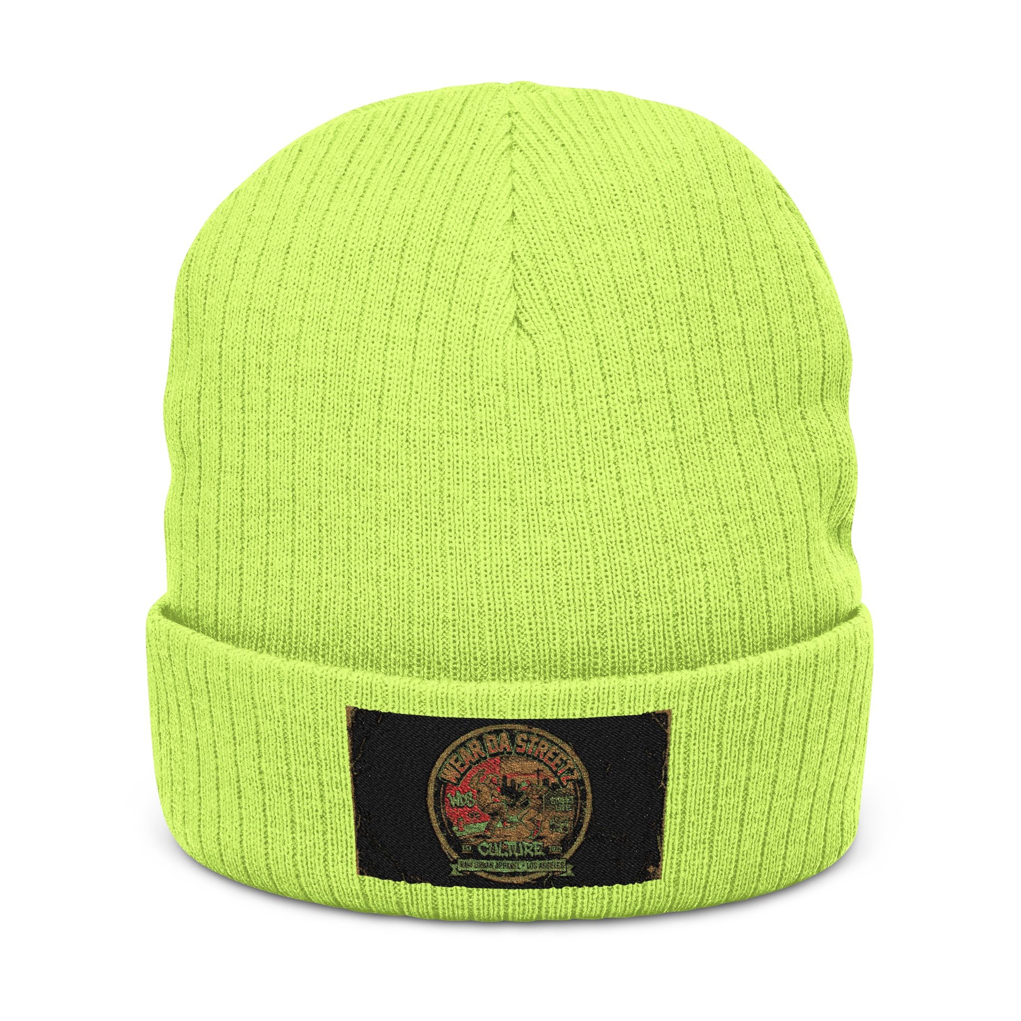 WDS Urban Hip Hop Embroidered Ribbed Beanie — Vintage Hip Hop Patch Knit Hat