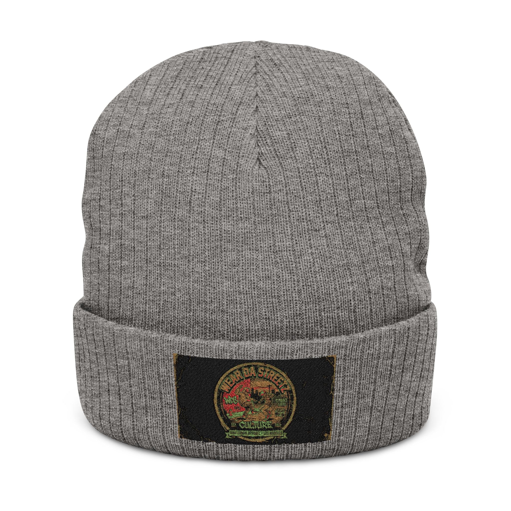 WDS Urban Hip Hop Embroidered Ribbed Beanie — Vintage Hip Hop Patch Knit Hat