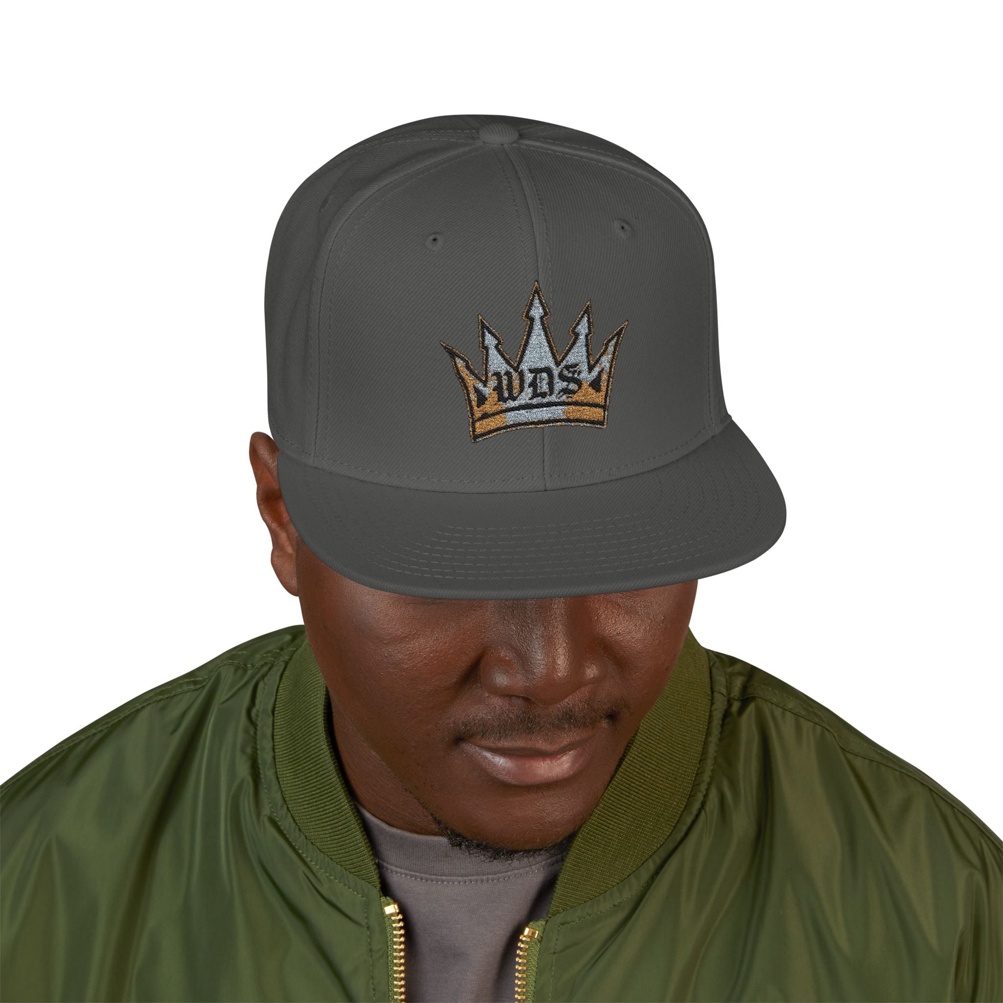 WDS King Crown Snapback Hat — Embroidered Gold Crown Cap