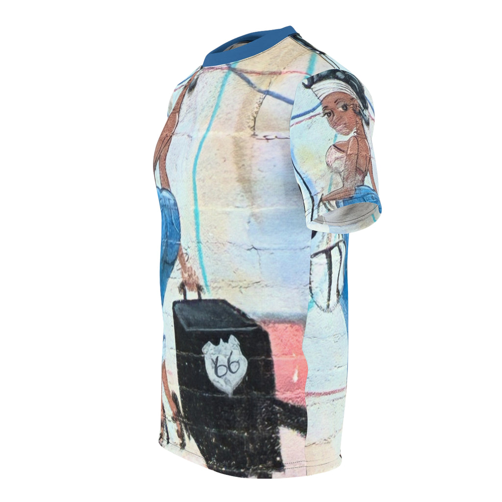 Becky Boo Route 66 Vintage Pin-Up Graffiti Tee — Retro Travel Girl All-Over Print