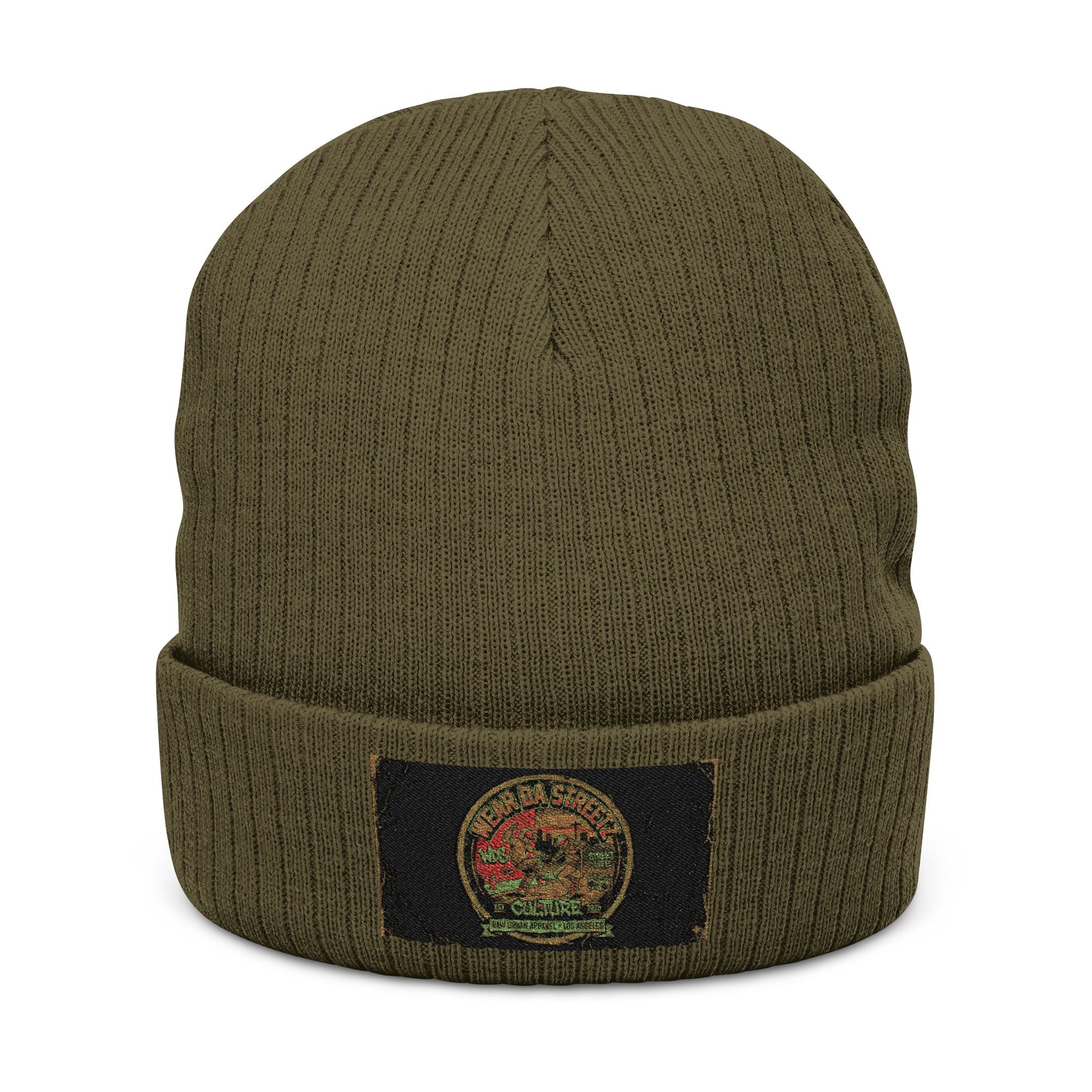 WDS Urban Hip Hop Embroidered Ribbed Beanie — Vintage Hip Hop Patch Knit Hat