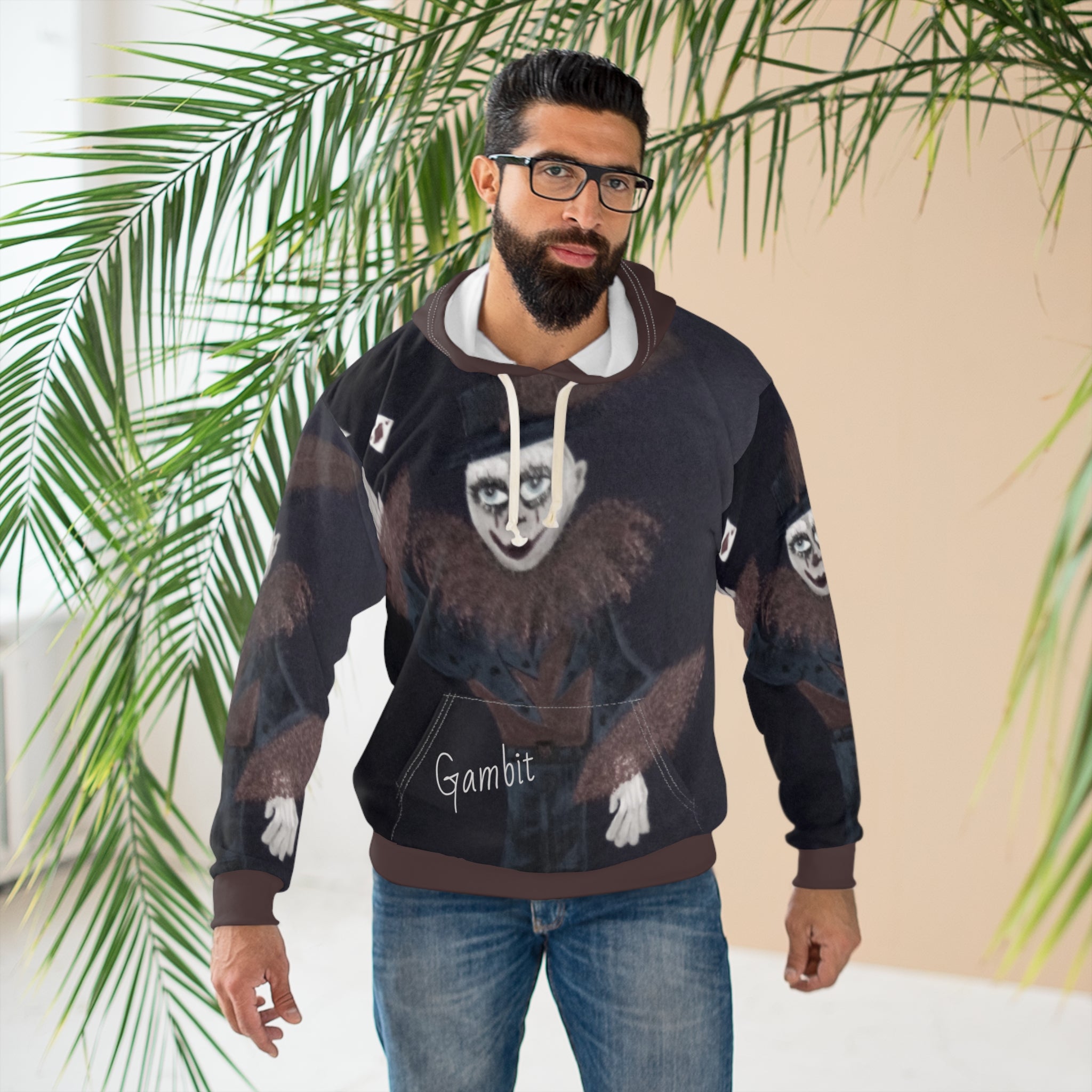 Gambit Jester WDS Hoodie — All-Over-Print Moody Clown Pullover