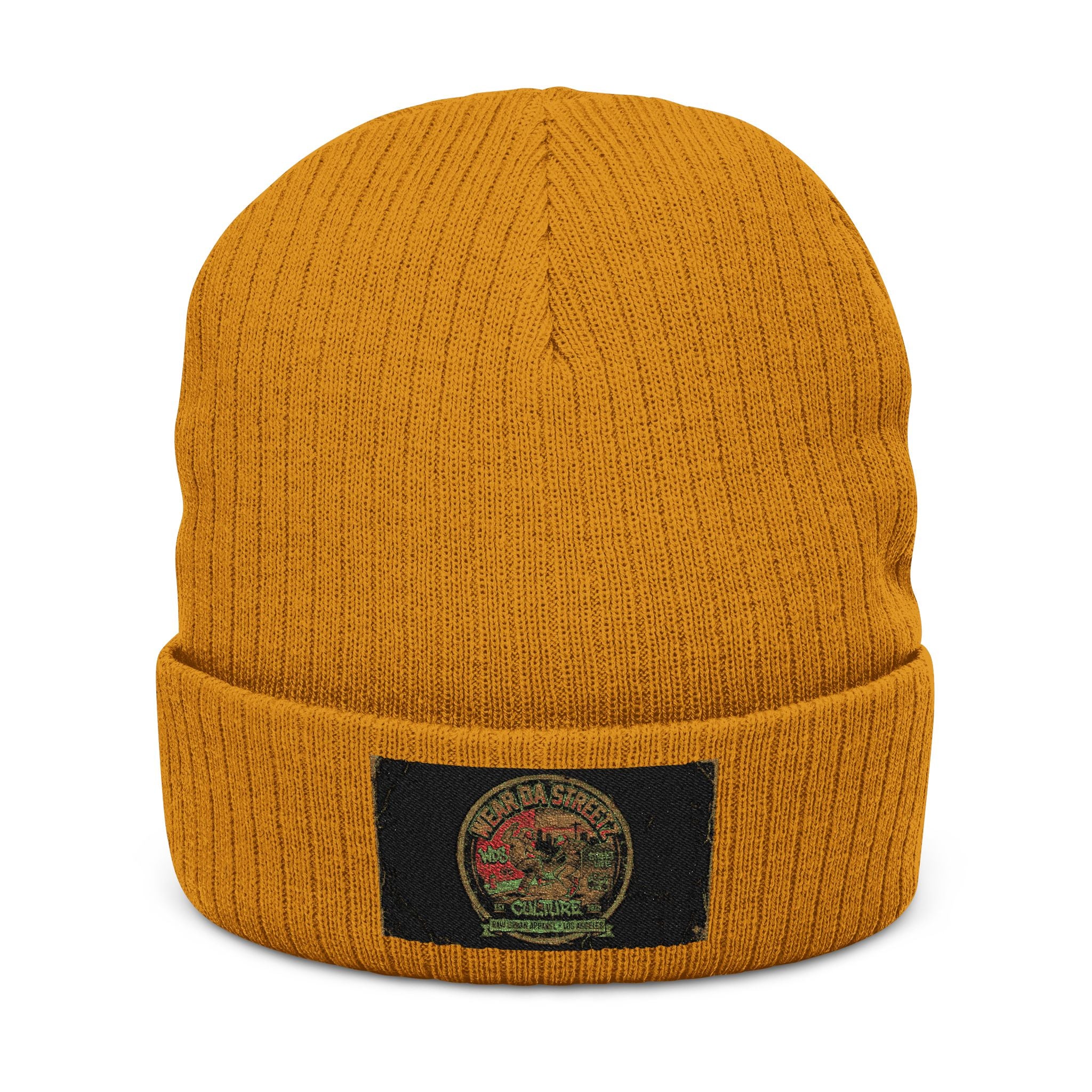 WDS Urban Hip Hop Embroidered Ribbed Beanie — Vintage Hip Hop Patch Knit Hat