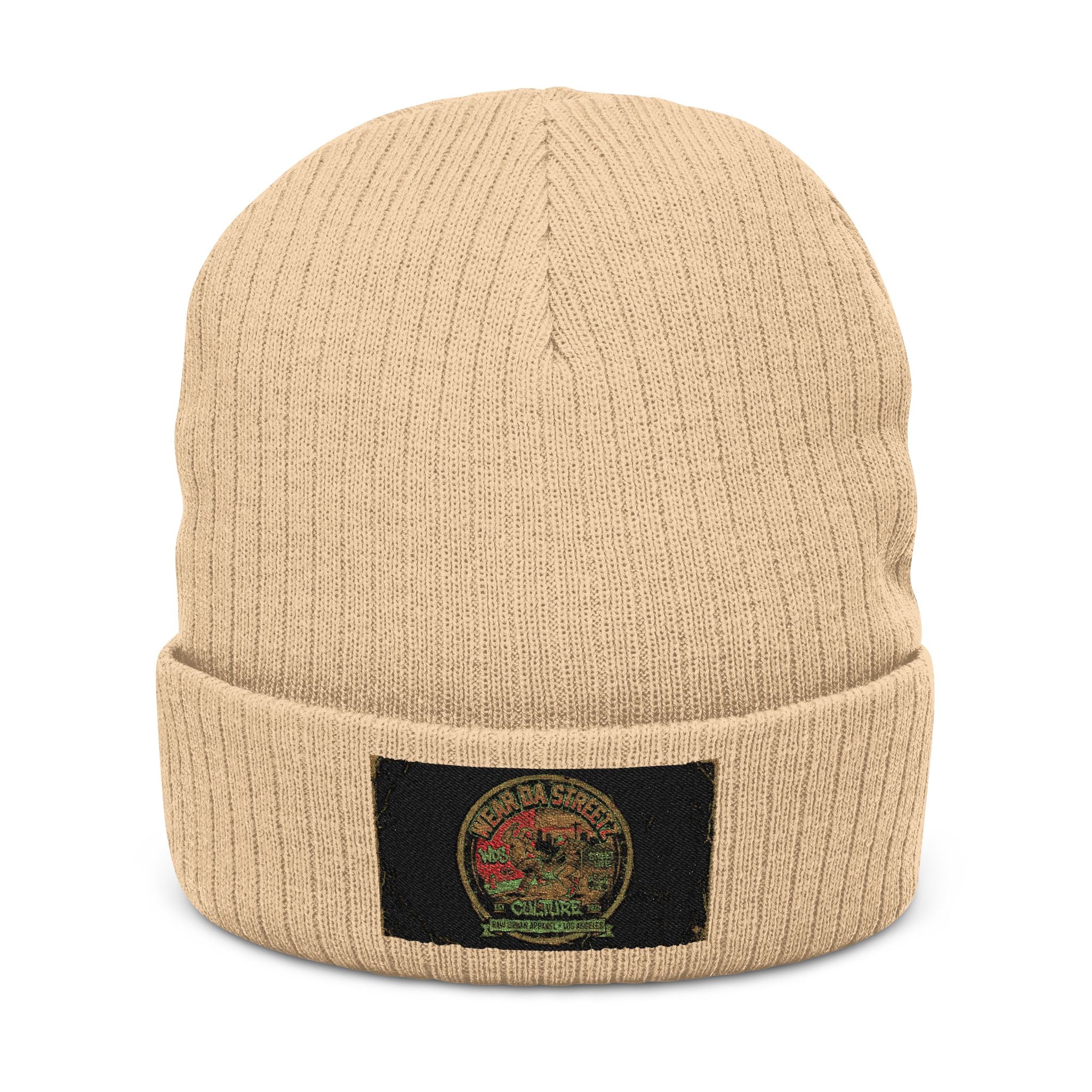 WDS Urban Hip Hop Embroidered Ribbed Beanie — Vintage Hip Hop Patch Knit Hat