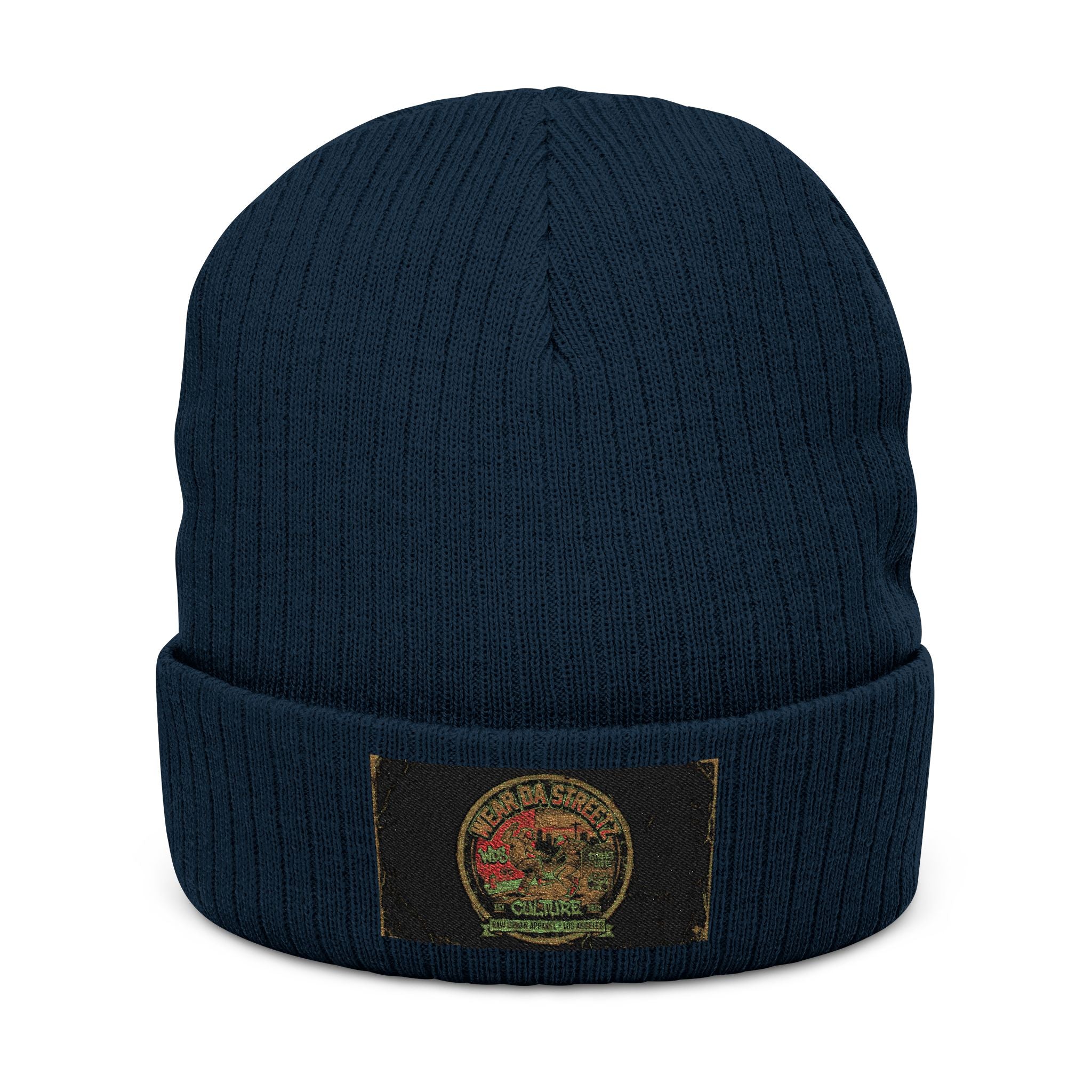 WDS Urban Hip Hop Embroidered Ribbed Beanie — Vintage Hip Hop Patch Knit Hat