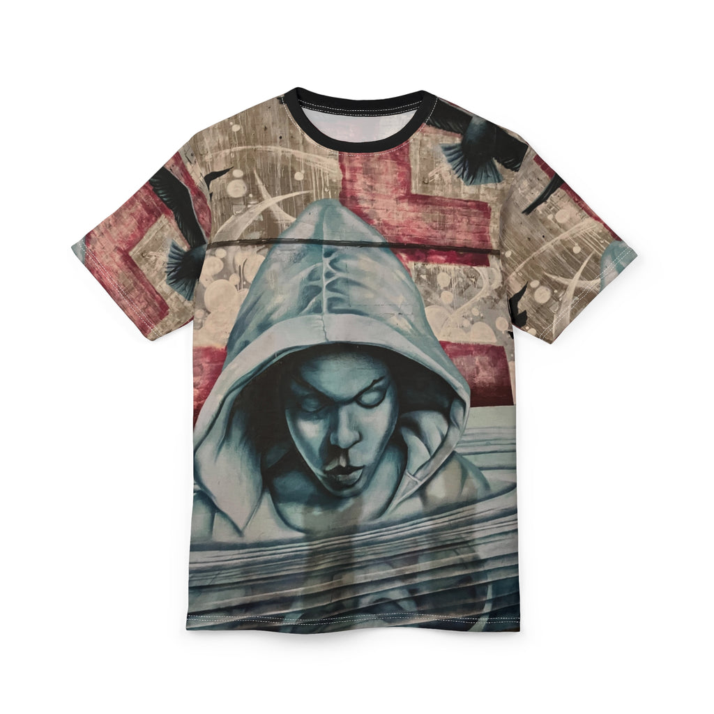 Freedom Sings Graffiti Hoodie Portrait Tee — Urban Hip Hop Streetwear AOP T‑Shirt