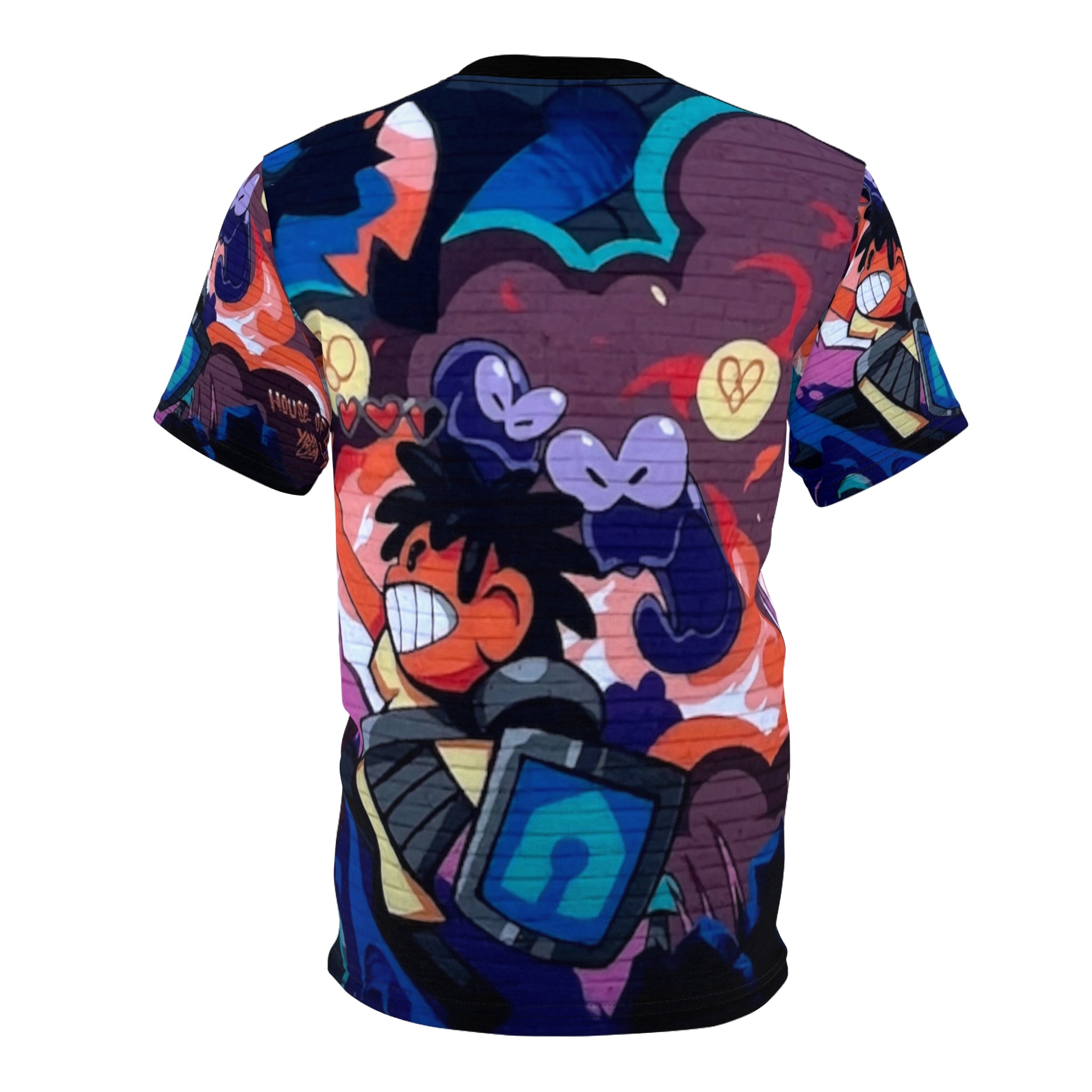 Griff Skateboard Gamer Cartoon All-Over Print Tee — Colorful Anime Arcade Design
