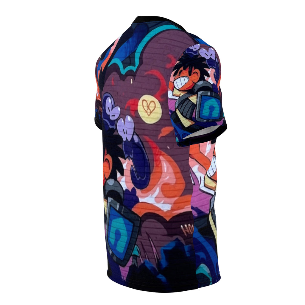 Griff Skateboard Gamer Cartoon All-Over Print Tee — Colorful Anime Arcade Design