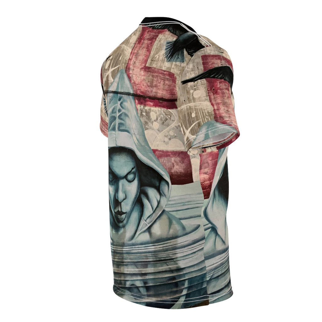 Freedom Sings Graffiti Hoodie Portrait Tee — Urban Hip Hop Streetwear AOP T‑Shirt