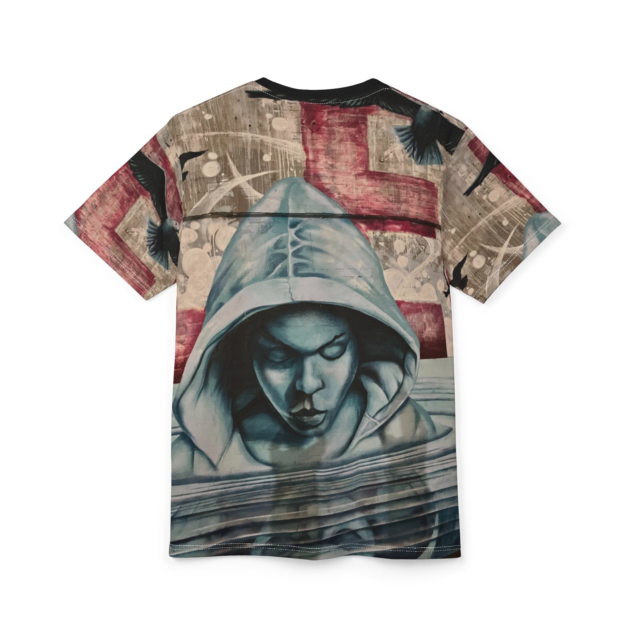 Freedom Sings Graffiti Hoodie Portrait Tee — Urban Hip Hop Streetwear AOP T‑Shirt