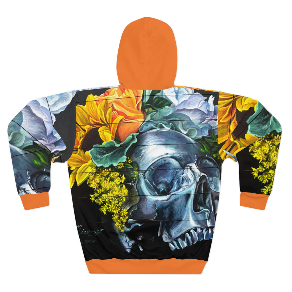Botanical Bone LA Street Art Graphic Hoodie – Vibrant Floral Skull All-Over Print
