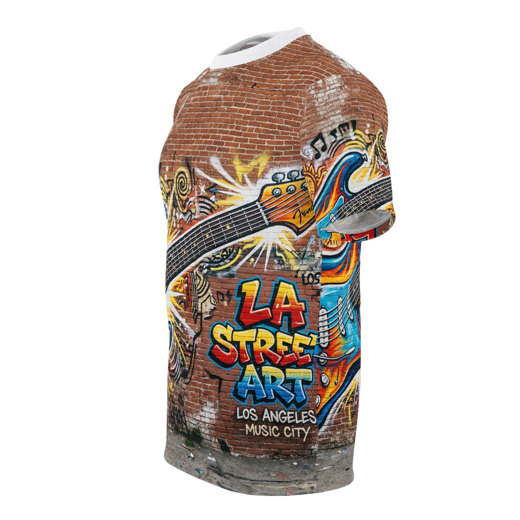 Music Man Guitar Graffiti Tee — LA Street Art All-Over Print Shirt
